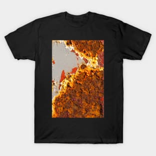 Rust, red, white, V. And gray. T-Shirt